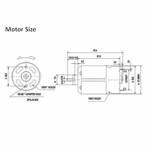 550 DC Μοτέρ ηλεκτρικών εργαλείων 21V – με 13 δόντια - RS550 - Image 4