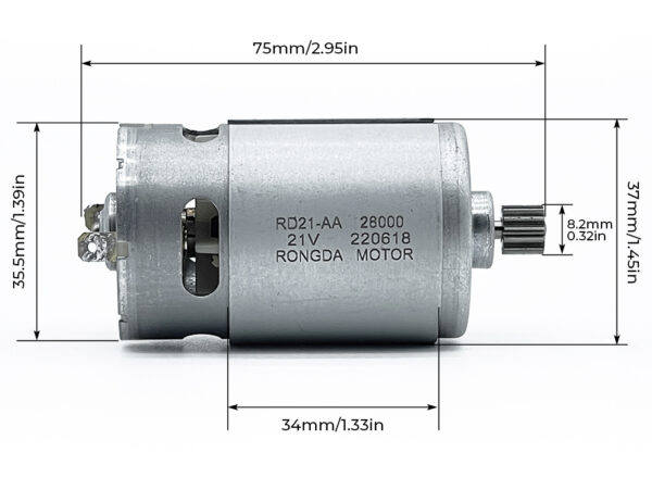 550 DC Μοτέρ ηλεκτρικών εργαλείων 21V – με 12 δόντια - RS550 - Image 8