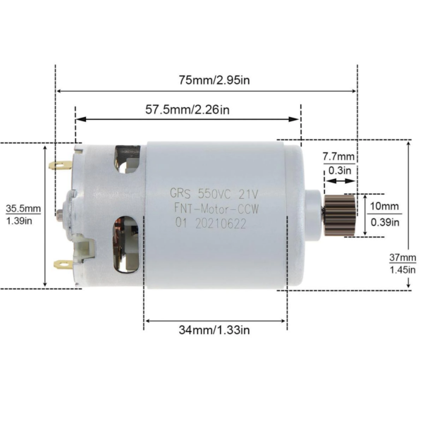 550 DC Μοτέρ ηλεκτρικών εργαλείων 21V – με 15 δόντια - RS550 - Image 8