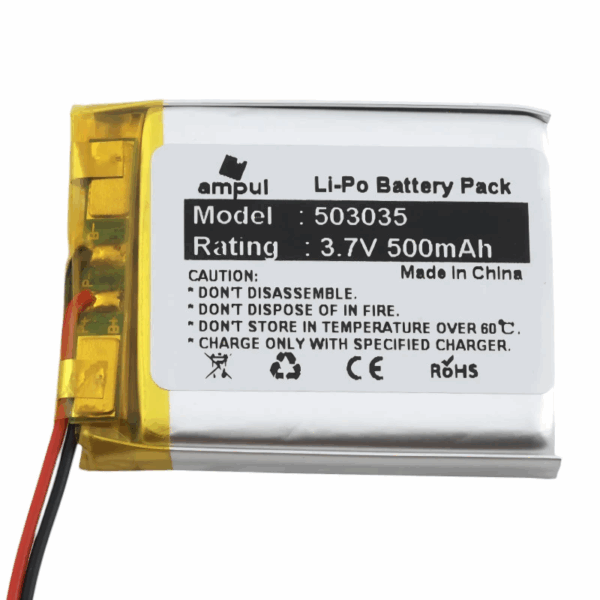 Μπαταρία LiPo 500mAh, 3.7V - 503035 για κολάρο σκύλου - Image 2